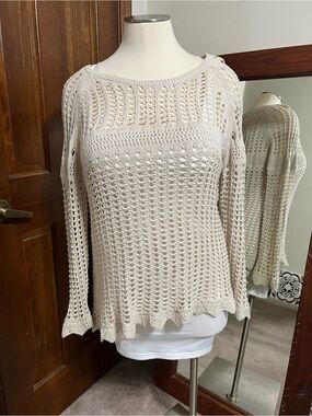 Light Cream Open-Knit Women's Sweater - Brand: Retro Threads size 2XL
